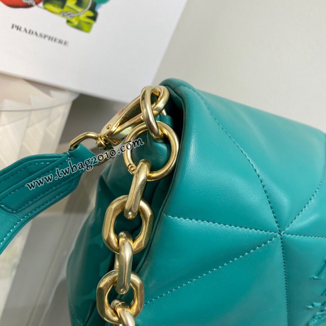 Prada專櫃最新款純手工菱形拼接圖案女包 1BD306 普拉達全羊皮翻蓋壓花斜挎包 csp1589
